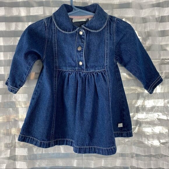 Liz Claiborne Long Sleeve Collared Blue Jean Dress - Picture 1 of 7